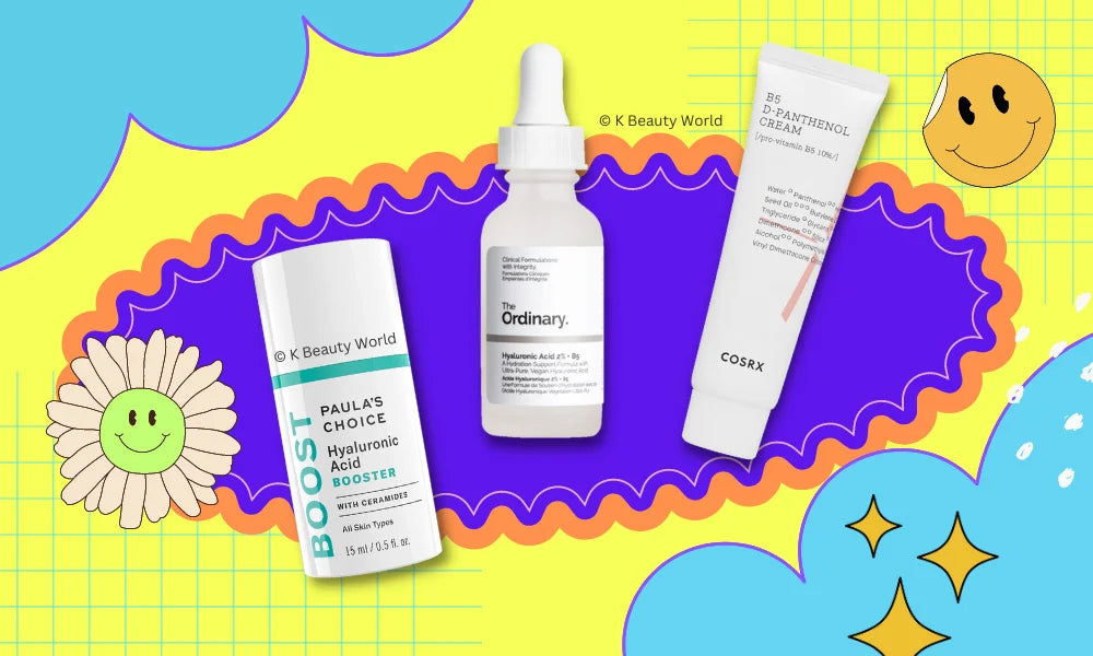 Panthenol/Vitamin B5 for Skin and hair: Benefits and How to Use serum, ampoule, moisturizer, hair nail products mix with hyaluronic acid, vitamin C, retinol K Beauty World