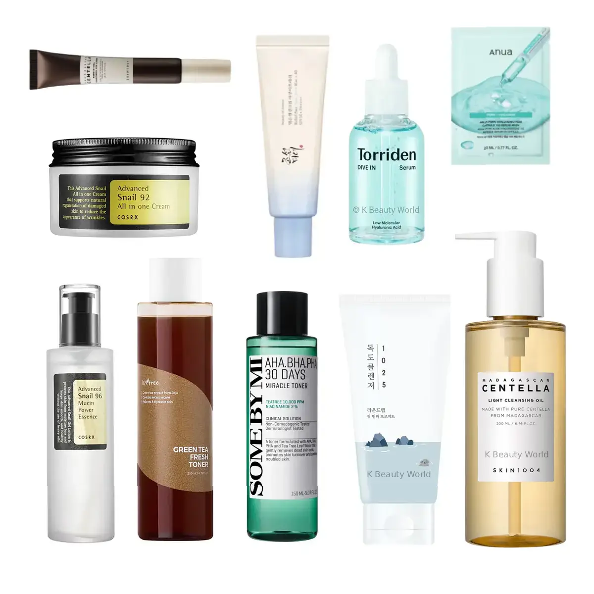 10-Step Korean Skin Care Set for Combination Skin Type acne blackheads sebum control oily dry skin K Beauty World