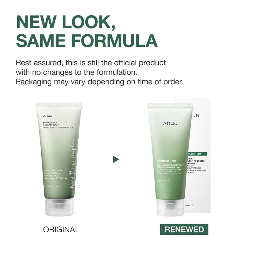 Anua Heartleaf Quercetinol Pore Deep Cleansing Foam renew Korean skincare BHA peeling sebum blackheads acne pimple oily skin K Beauty World