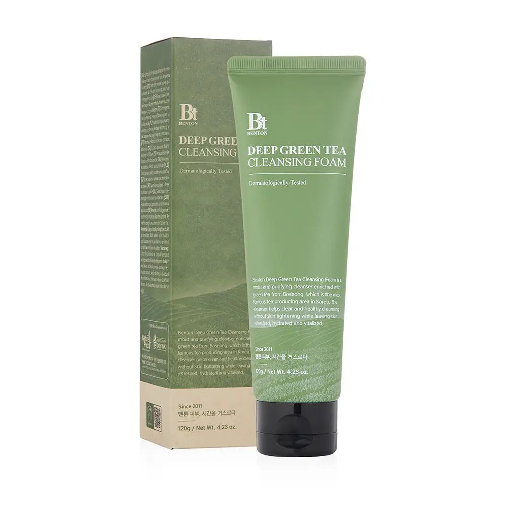 Benton Deep Green Tea Cleansing Foam for all skin types sensitive dry combination oily skincare K Beauty World