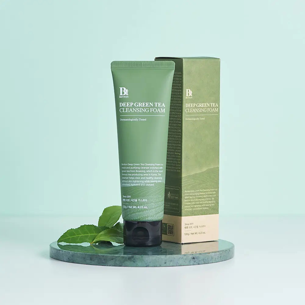 Benton Deep Green Tea Cleansing Foam vegan cruelty-free gentle hydrating soothing skincare facial wash K Beauty World