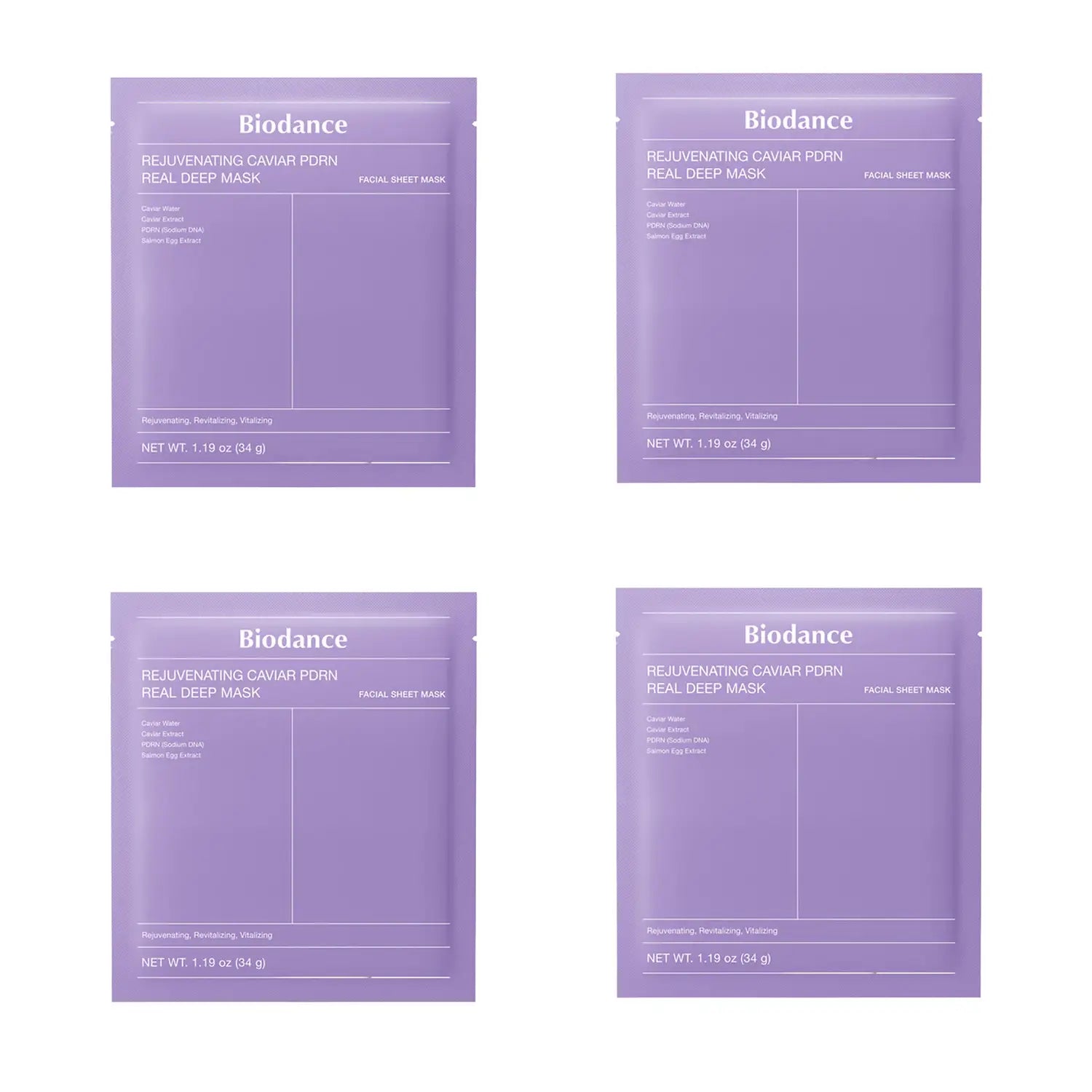 Biodance Rejuvenating Caviar PDRN Real Deep Mask (Set of 4) Korean best selling face mask for all skin types mature dry dull tired skin K Beauty World