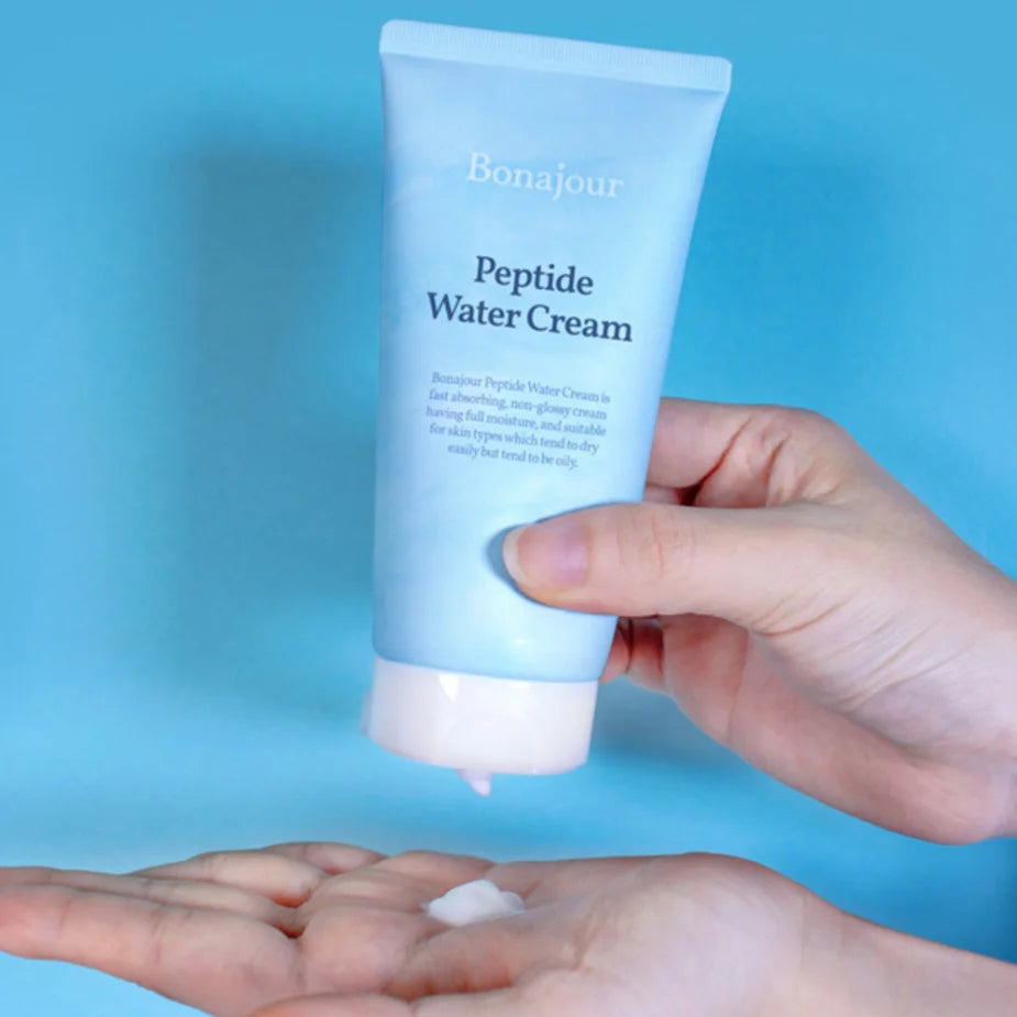 Bonajour Peptide Water Cream lightweight Korean skin moisturizer day cream hydrating anti-wrinkle benefits signs of premature aging fine lines dry sensitive thin skin care K Beauty World
