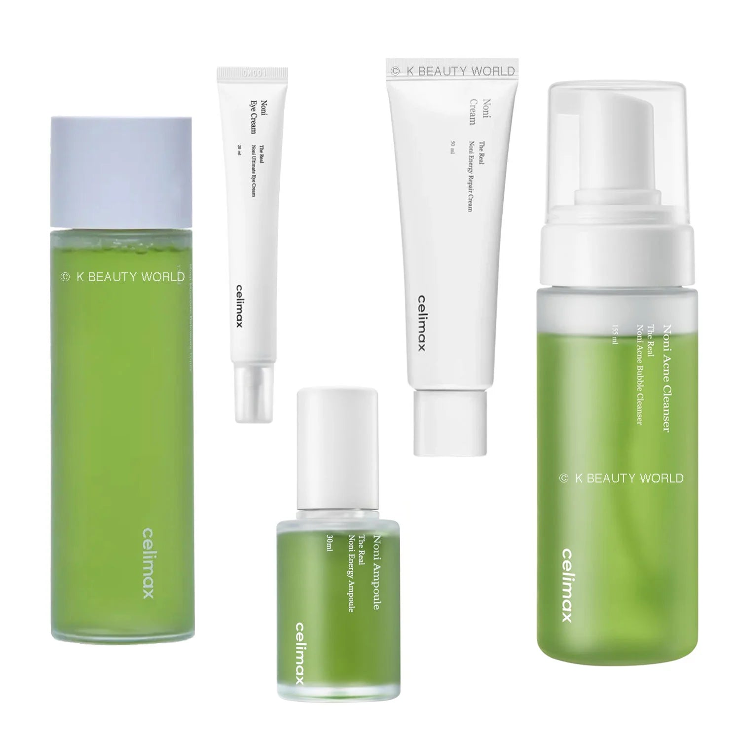 Celimax The Real Noni Energy Skin Care Set Cleanser Toner Serum Ampoule Moisturizer eye cream K Beauty World