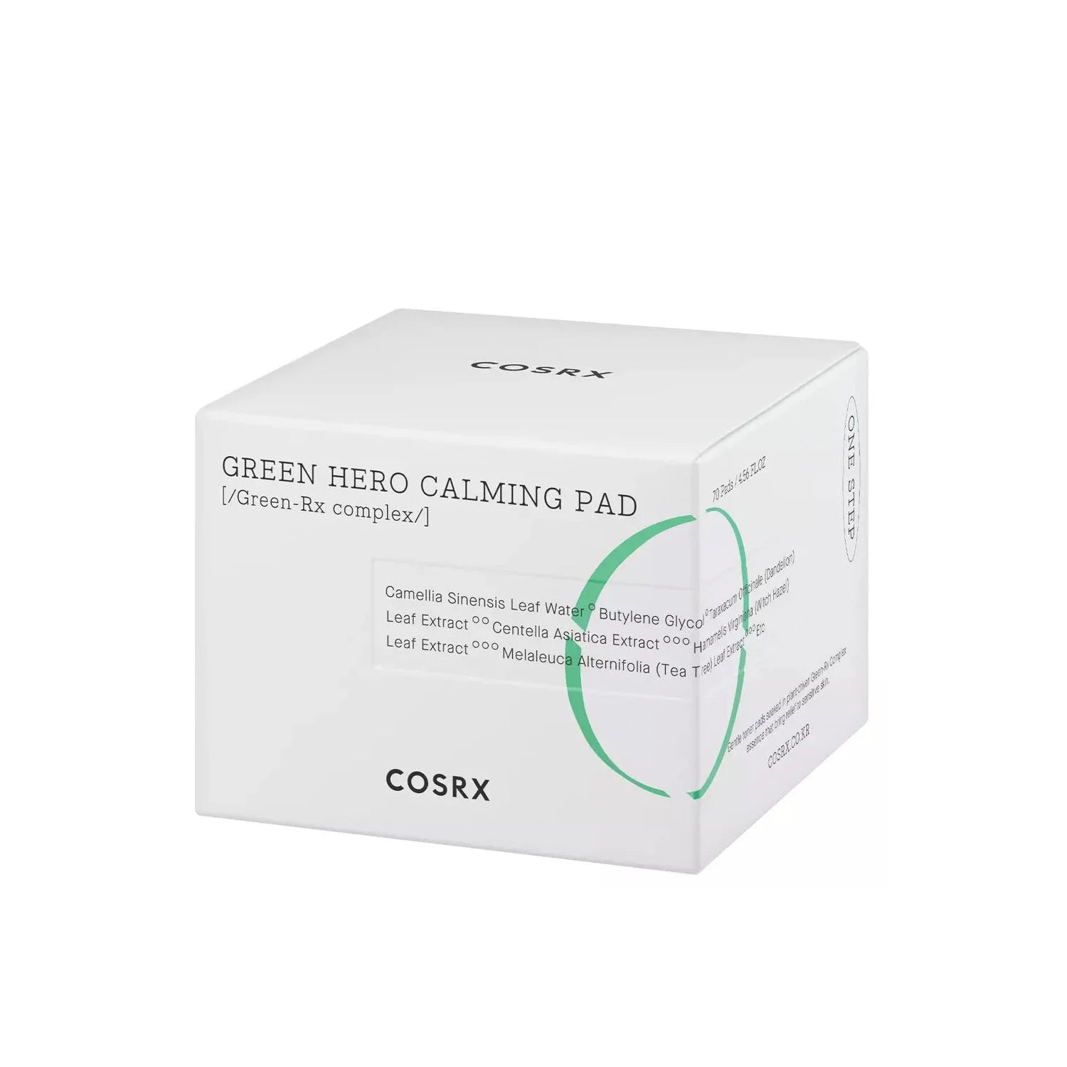 Cosrx One Step Green Hero Calming Pad peeling toner for dry sensitive irritated skin redness PHA gentle daily exfoliating skin care K Beauty World