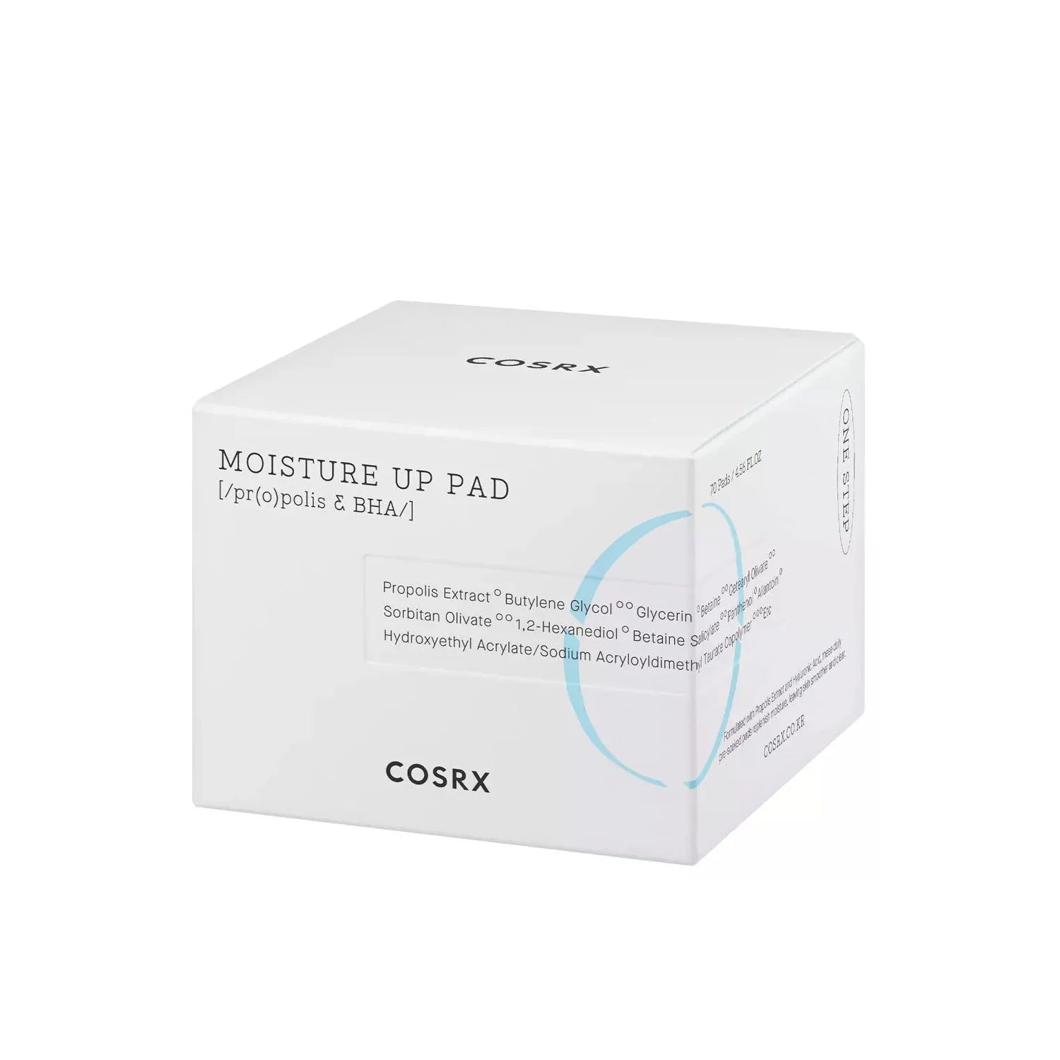 Cosrx One Step Moisture Up Pad BHA Propolis blackheads whiteheads sebum control oily combination acne-prone skin Korean skin care K Beauty World