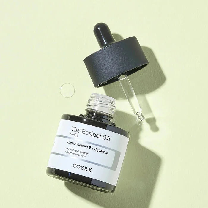 Cosrx The Retinol 0.5 Oil anti-wrinkles fine lines dull dry flaky skin bumpy texture loss of elasticity K Beauty World