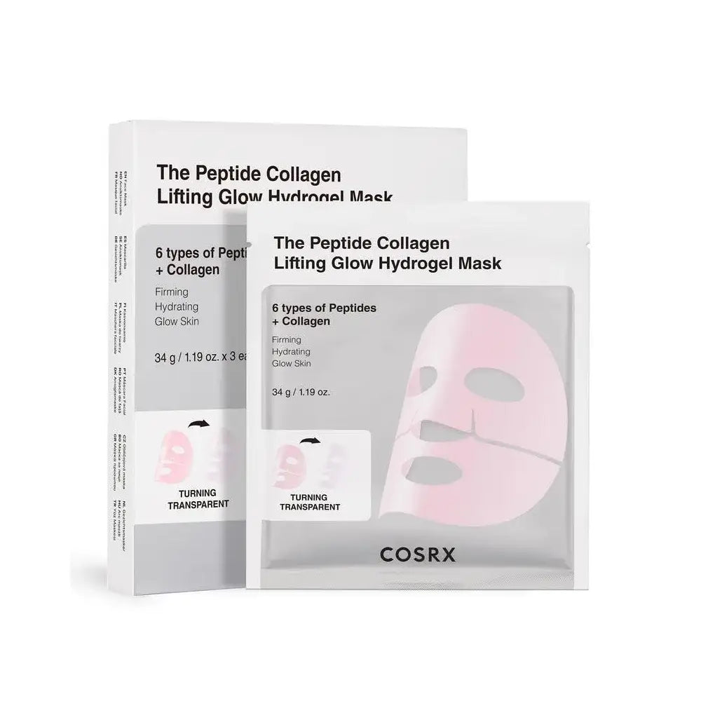 Cosrx The Peptide Collagen Lifting Glow Hydrogel Mask set of 3 firming hydrating glowin skin dry dull dehydrated tired skin K Beauty World