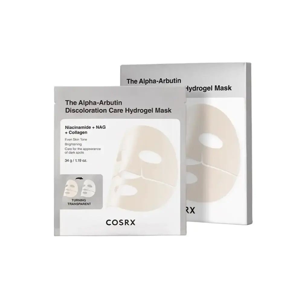Cosrx The Alpha-Arbutin Discoloration Care Hydrogel Mask (Set of 3) viral Korean skin care products for dry dull mature skin K Beauty World