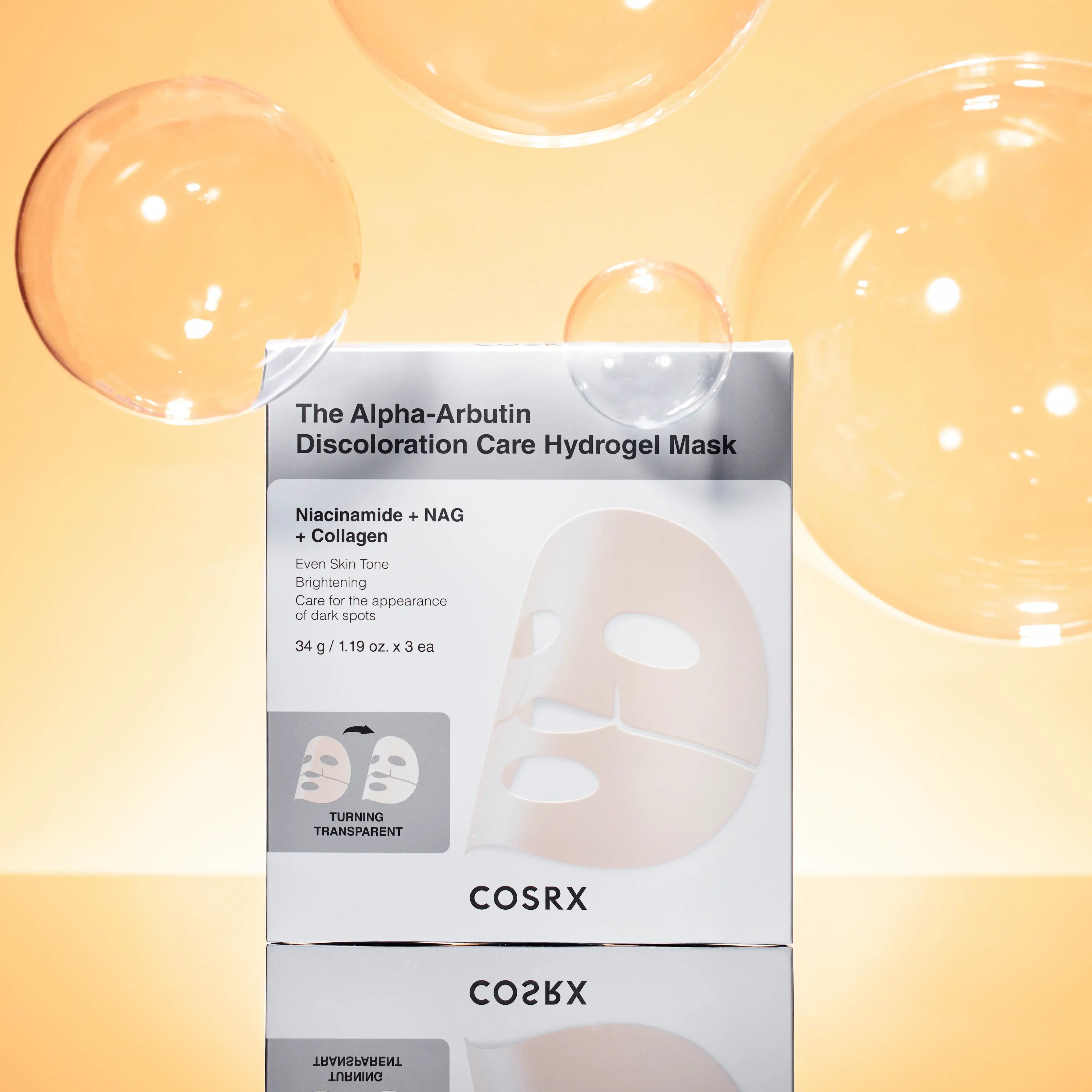 Cosrx The Alpha-Arbutin Discoloration Care Hydrogel Mask (Set of 3) niacinamide collagen fine line overnight mask K Beauty World
