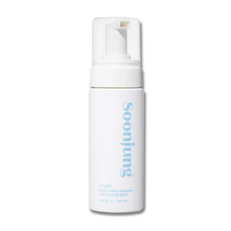 Etude House Soon Jung Whip Cleanser best cleansing foam mousse for dry sensitive combination skin types irritation redness rosacea eczema pH 5.5 natural Korean face care for men women K Beauty World