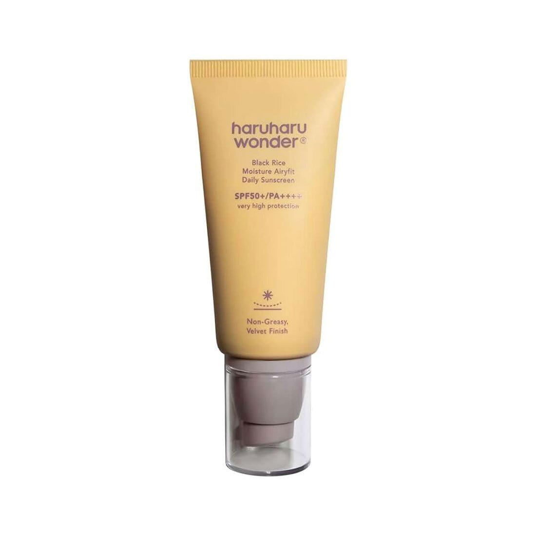HaruHaru Wonder Black Rice Moisture Airyfit Daily Sunscreen SPF 50+/PA++++ best Korean sun cream non greasy oily no white cast for all skin types ages gender unisex K Beauty World