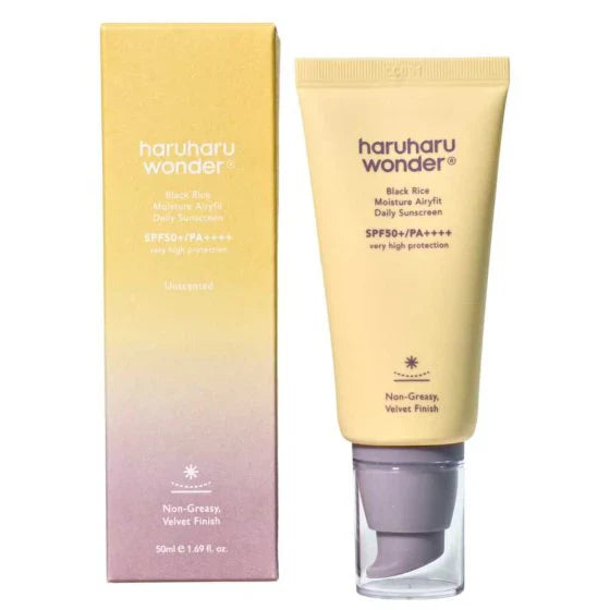 HaruHaru Wonder Black Rice Moisture Airyfit Daily Sunscreen SPF 50+/PA++++ anti-aging winkle preventing moisturizer block UVA UVB Asian beauty cosmetics vegan K Beauty World
