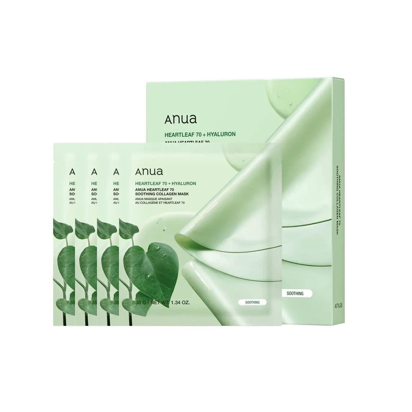 Anua Heartleaf 70 Soothing Collagen Mask (Set of 4) Korean skin care K Beauty World