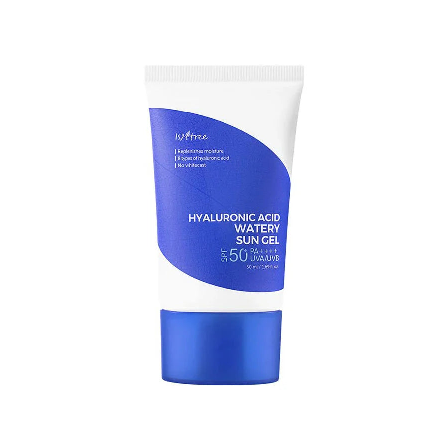 Isntree Hyaluronic Acid Watery Sun Gel SPF 50+ PA++++ Korean chemical sunscreen for dry sensitive skin ceramides hyaluronic acid K Beauty World