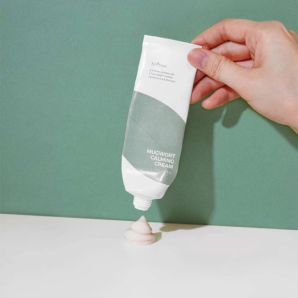 Isntree Mugwort Calming Cream hydrating soothing nourishing face lotion moisturizer men women all ages hypoallergenic sensitive skin rosacea K Beauty World