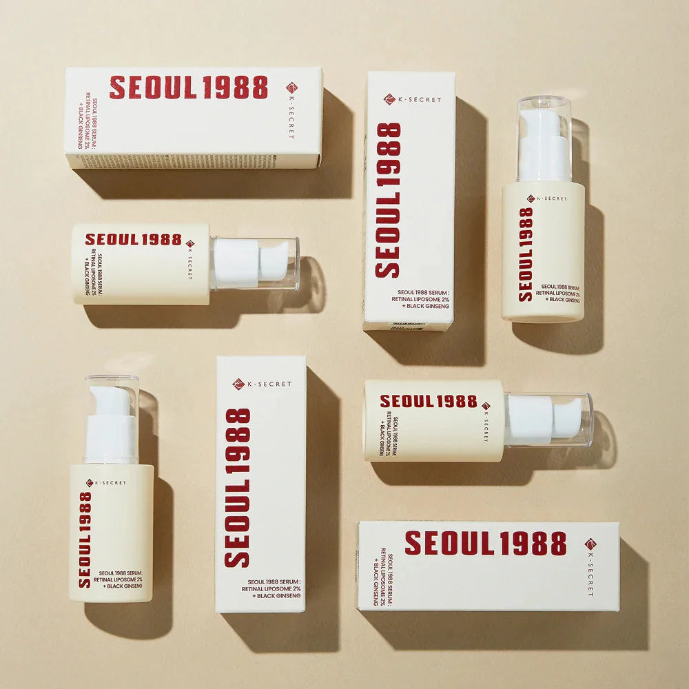 K-Secret SEOUL 1988 Serum : Retinal Liposome 2% + Black Ginseng anti-aging dark spots uneven skin tone rough texture fine lines wrinkles K Beauty World