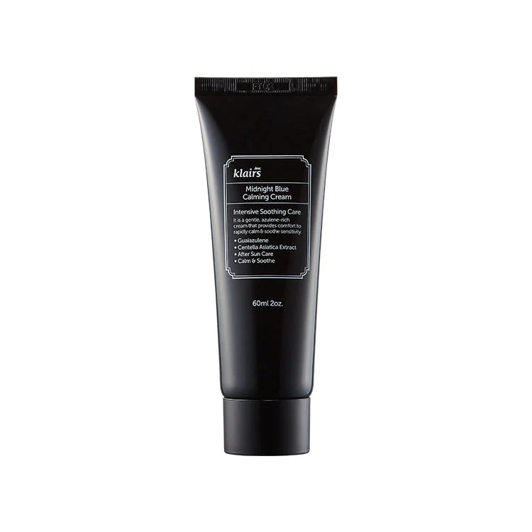 Klairs Midnight Blue Calming Cream lightweight facial moisturizer for sensitive irritated redden stressed tired dull damaged skin for men women K Beauty World