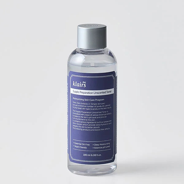 Klairs Supple Preparation Unscented Toner best Korean hydrating nourishing soothing skin care for men women anti-aging fine lines wrinkles plump skin K Beauty World