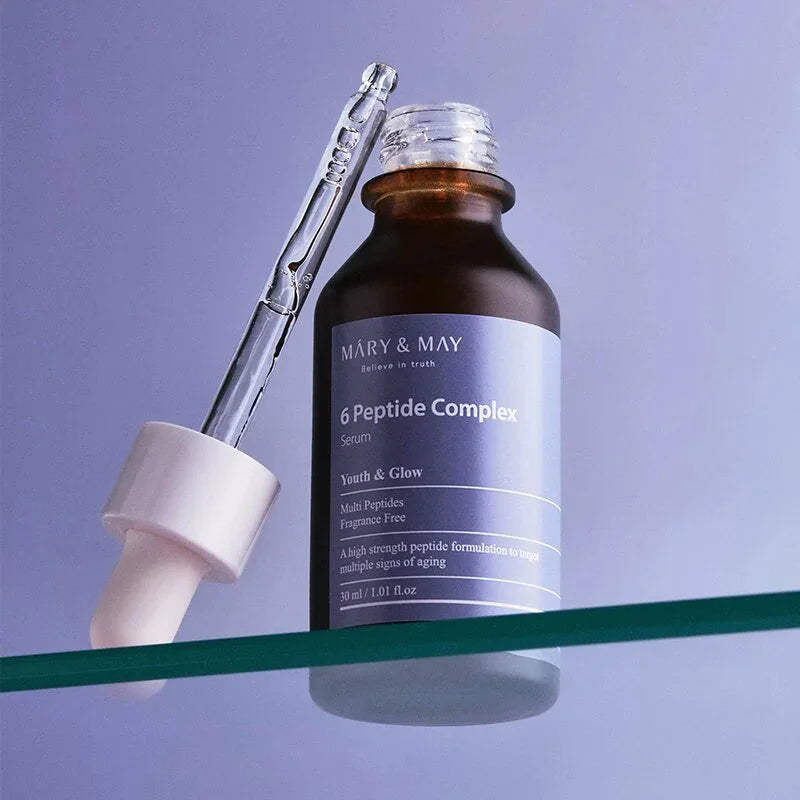 Mary & May 6 Peptide Complex Serum antioxidant rich formula anti-wrinkle vegan Korean skincare K Beauty World