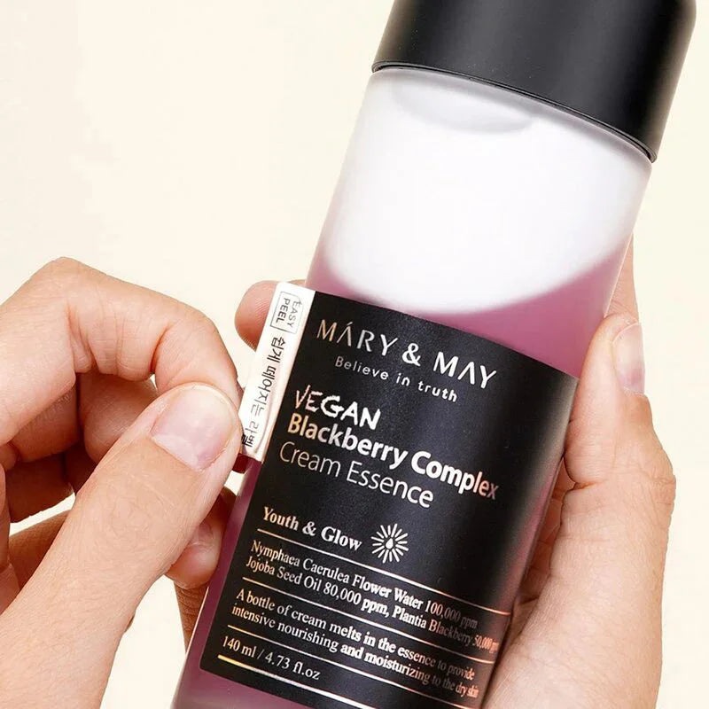 Mary & May Vegan Blackberry Complex Cream Essence best selling Korean skin care hydrating booster for glowing skin K Beauty World