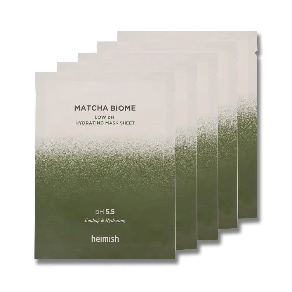 Heimish Matcha Biome Low pH Hydrating Mask Sheet Korean skin care best for dry oily combination sensitive skin mask home self-care K Beauty World