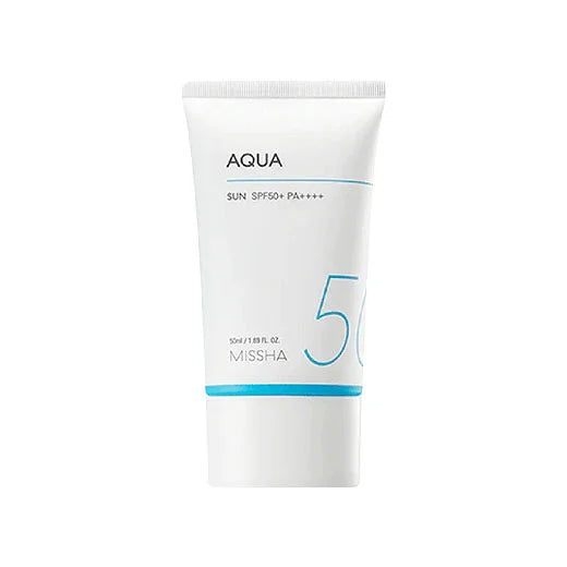 Missha All Around Safe Block Aqua Sun Gel SPF 50+++ best Korean sun cream for oily combination acne prone sensitive irritated skin non-sticky no white case K Beauty World