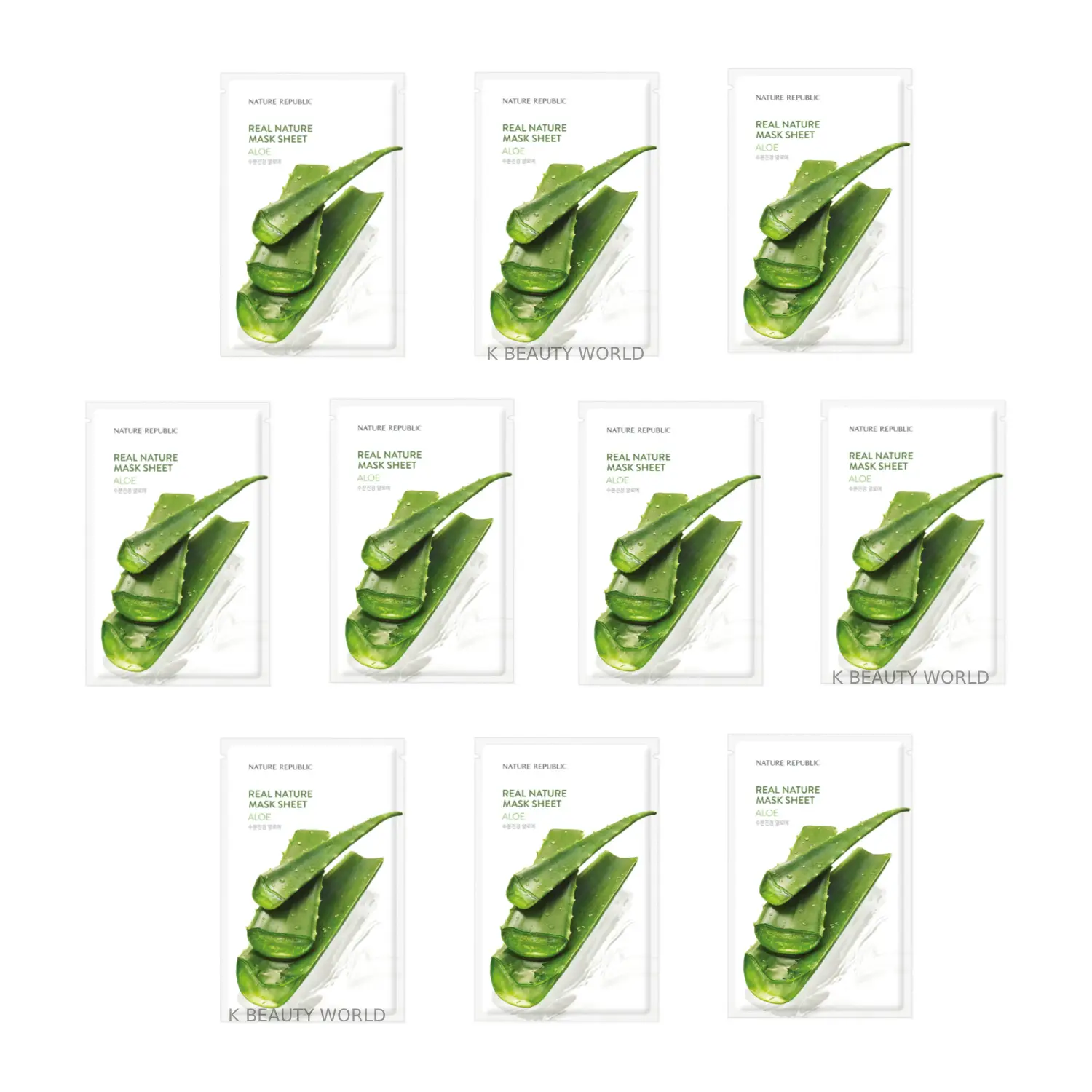 Nature Republic Real Nature Mask Sheet Aloe (Set of 10) Soothing hydrating dry sensitive heated skin redness irritation K Beauty World
