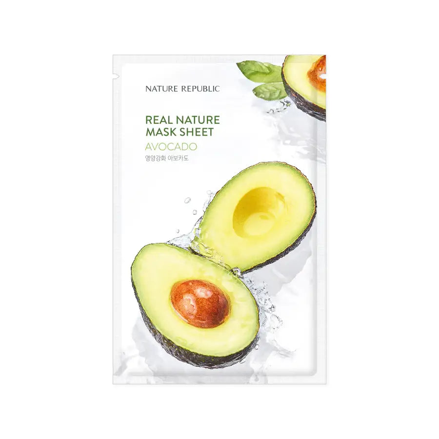 Nature Republic Real Nature Mask Sheet Avocado nourishing hydrating Korean mask for dry dull skin K Beauty World