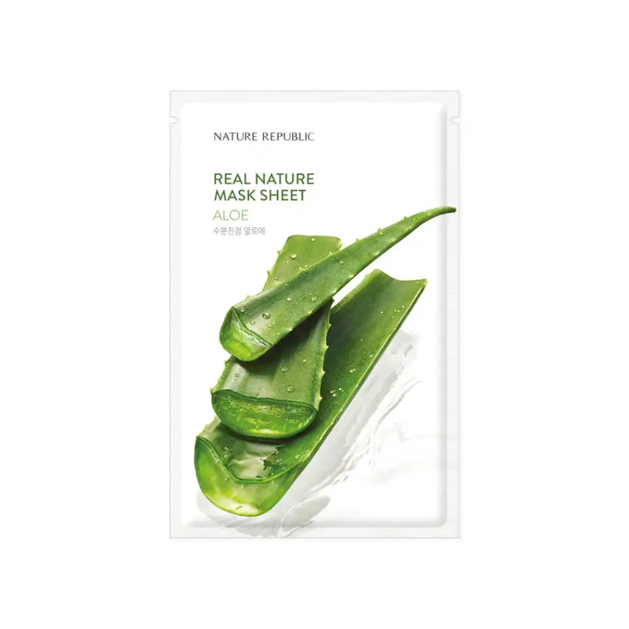 Nature Republic REAL NATURE SHEET MASK ALOE Korean face mask hydrating redness irritation dry heated sensitive skin K Beauty World