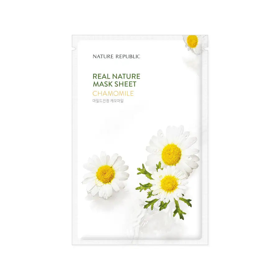 Nature Republic Real Nature Mask Sheet Chamomile soothing hydrating Korean face mask skin care K Beauty World