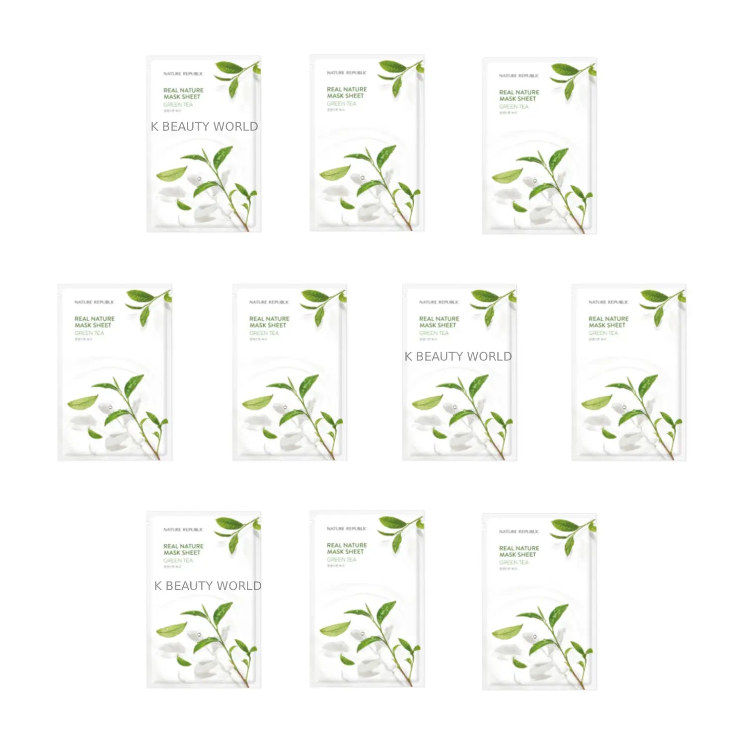 Nature Republic Real Nature Mask Sheet Green Tea (Set of 10) Korean skincare natural cosmetics K Beauty World