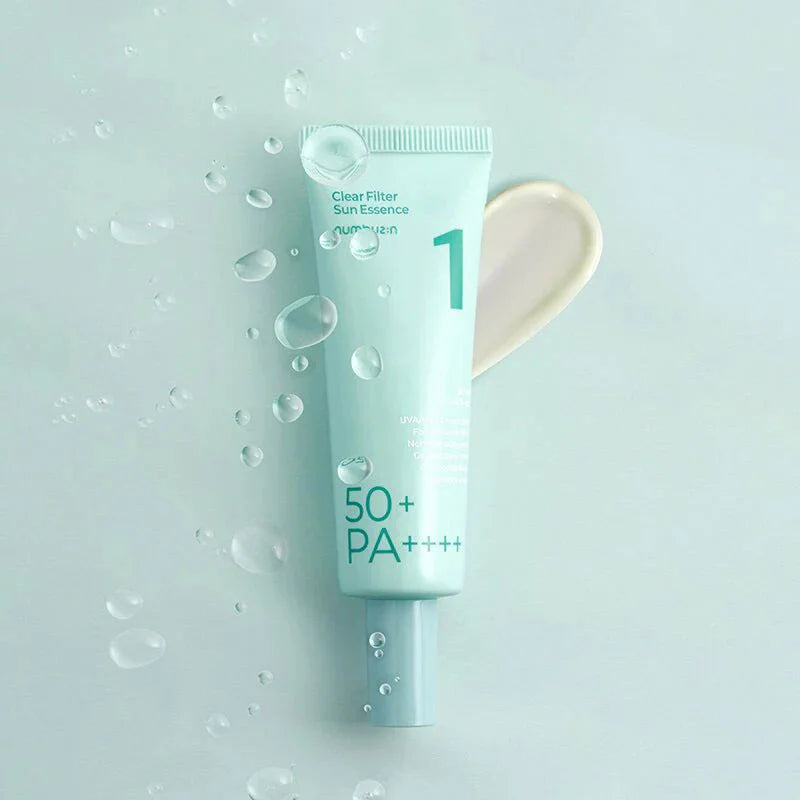 Numbuzin No.1 Clear Filter Sun Essence SPF50+ popular Korean sunscreen for all skin types oily combination sensitive skin K Beauty World