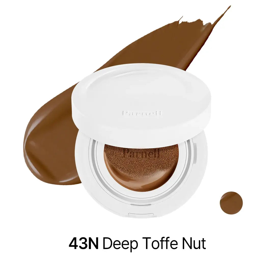 Parnell Cicamanu Serum Cushion #43N Deep Toffee Nut best selling cushion foundation Korean makeup cosmetics K Beauty World