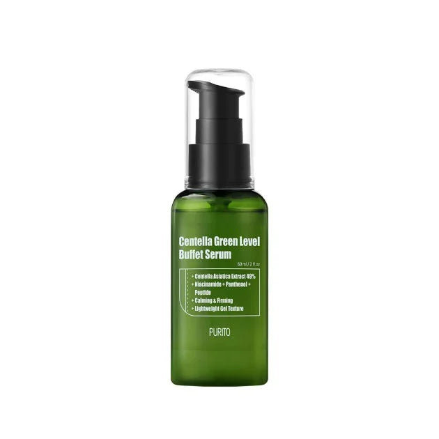 Purito Centella Green Level Buffet Serum best vegan cruelty-free Korean skin care brand soothing dry sensitive skin redness acne pimples irritation K Beauty World