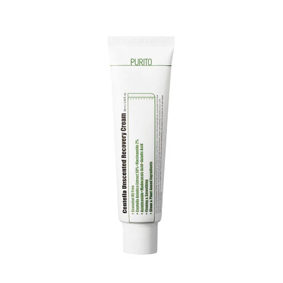 Purito Centella Unscented Recovery Cream best fragrance-free vegan Korean facial moisturizer for dry combination sensitive acne-prone irritated skin K Beauty World