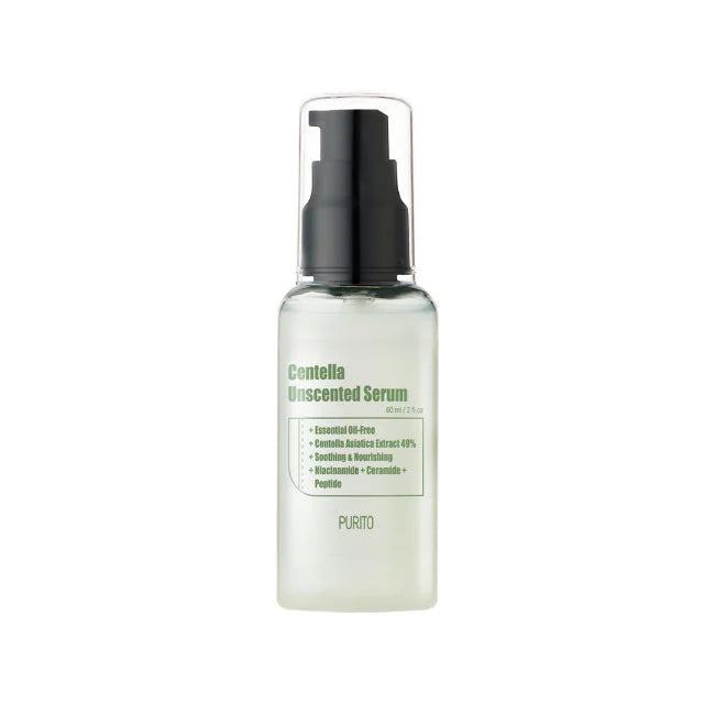 Purito Centella Unscented Serum lightweight gentle fragrance-free essential-oil free non-irritant Korean skin care for dry combination sensitive skin redness acne pimples K Beauty World