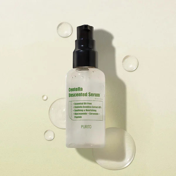 Purito Centella Unscented Serum skin moisture barrier damages fragrance-free dry sensitive combination acne-prone skin eczema rosacea Korean actress K-pop glowing face secrets K Beauty World