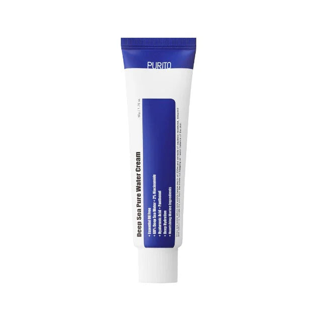 Purito Deep Sea Pure Water Cream best hydrating Korean moisturizer for dry dehydrated dull mature skin wrinkles dullness fine lines for men women vegan cruelty-free brand K Beauty World