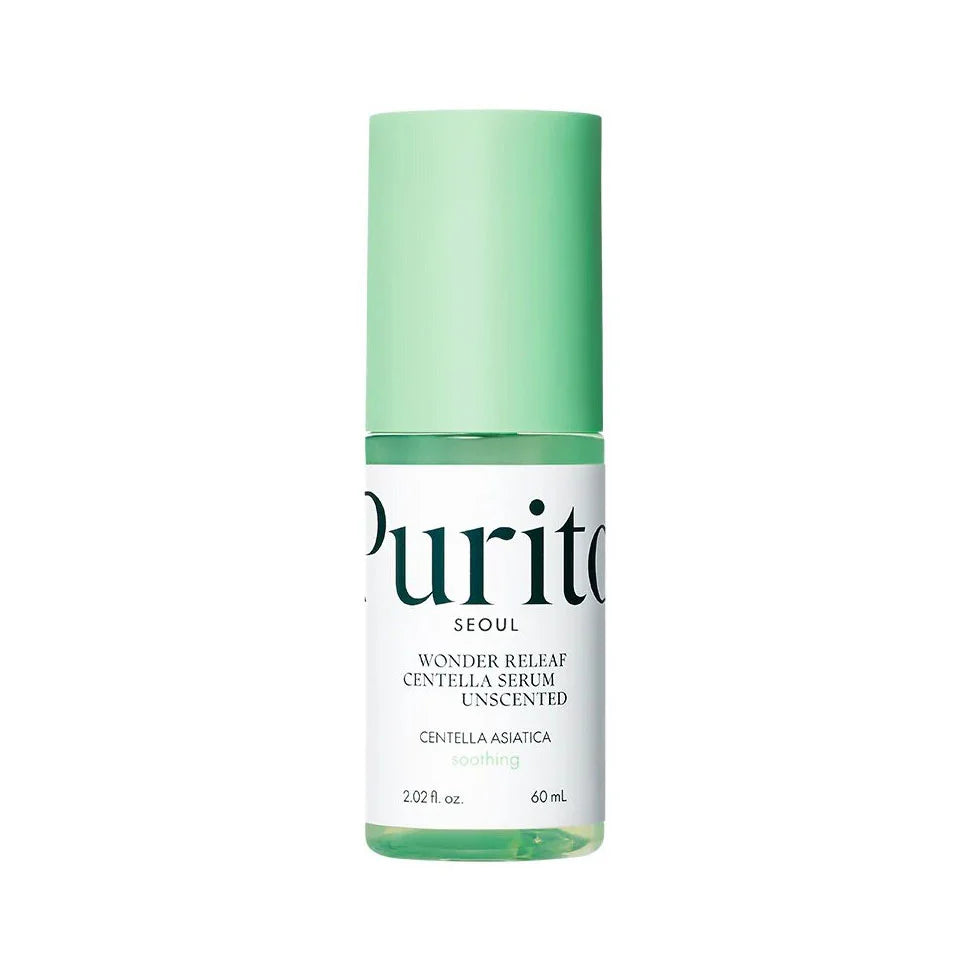 Purito Seoul Wonder Releaf Centella Serum Unscented lightweight gentle fragrance-free essential-oil free non-irritant Korean skin care for dry combination sensitive skin redness acne pimples K Beauty World