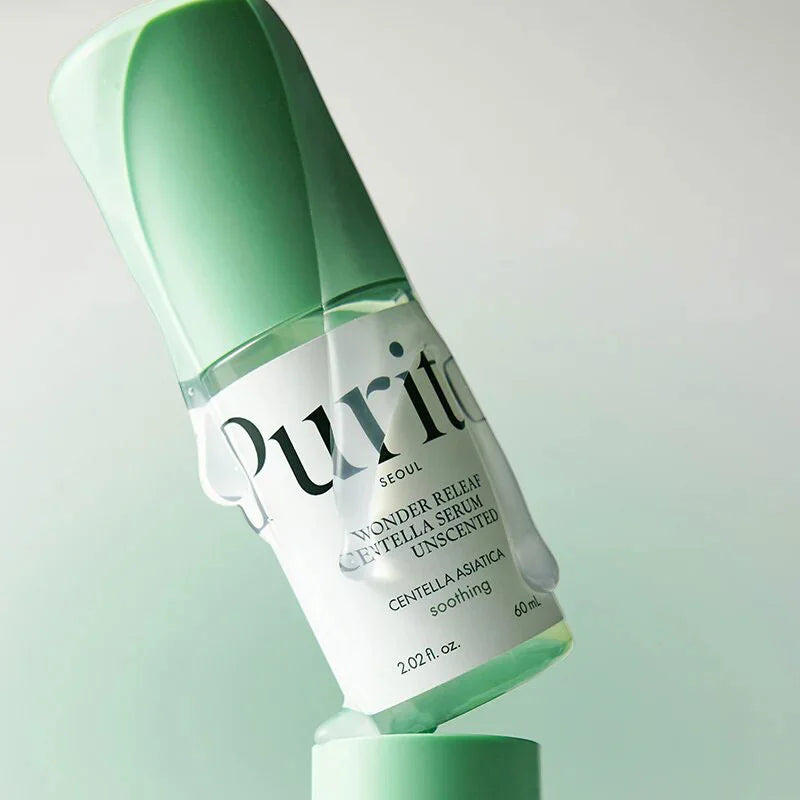 Purito Seoul Wonder Releaf Centella Serum Unscented skin moisture barrier damages fragrance-free dry sensitive combination acne-prone skin eczema rosacea Korean actress K-pop glowing face secrets K Beauty World