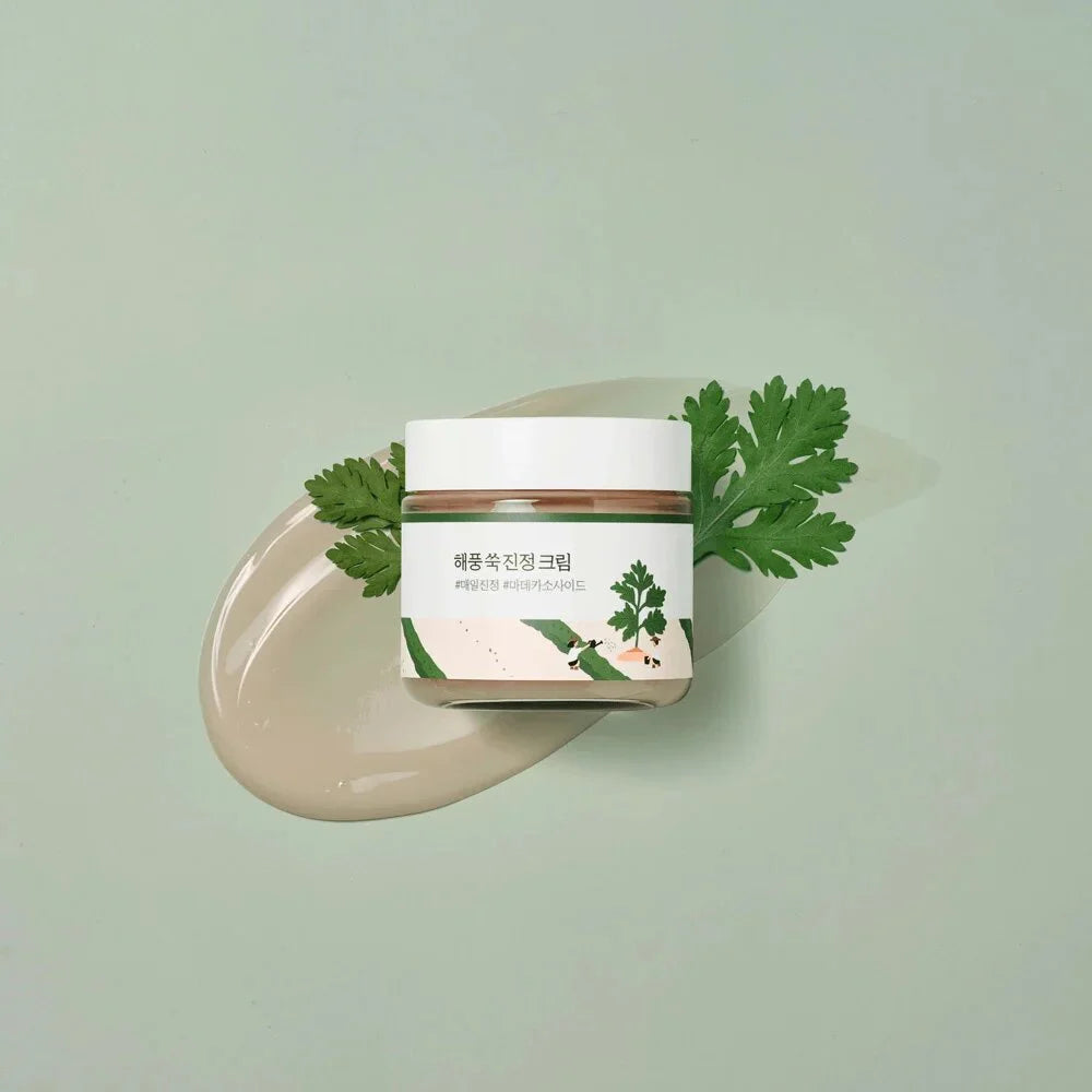 Round Lab Mugwort Calming Cream best soothing hydrating facial moisturizer dry night cream for oily combination sensitive skin non-greasy non-irritant K Beauty World