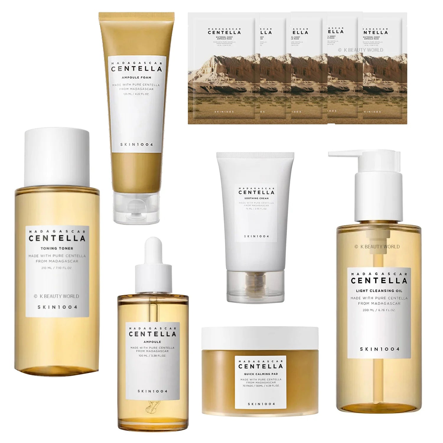 Skin1004 Madagascar Centella Soothing Skin Care Set Cleansing oil cleanser face toner ampoule lightweight moisturizer redness acne oily skin rosacea K Beauty World