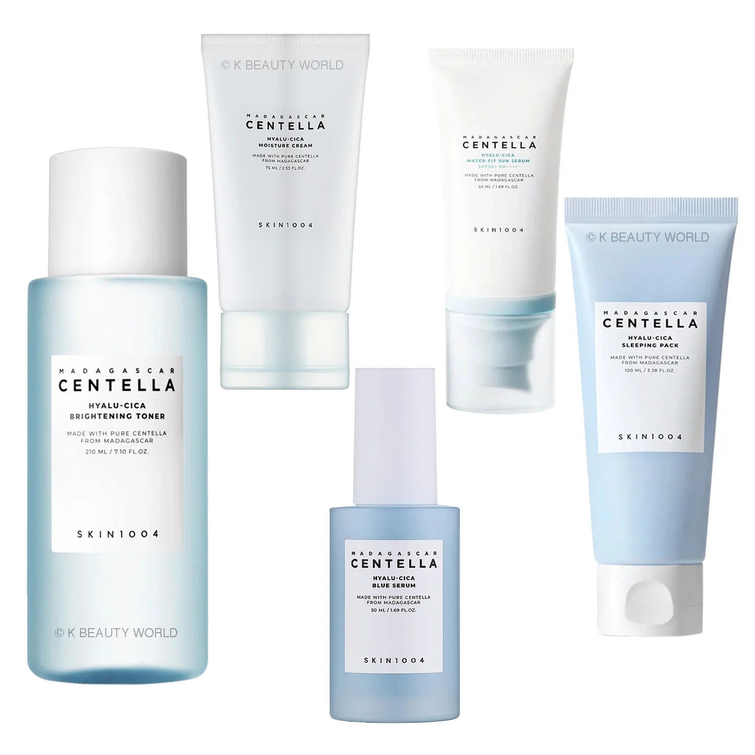 Skin1004 Madagascar Centella Hyalu-Cica Routine Set Korean skin care toner serum sunscreen night cream face mask K Beauty World