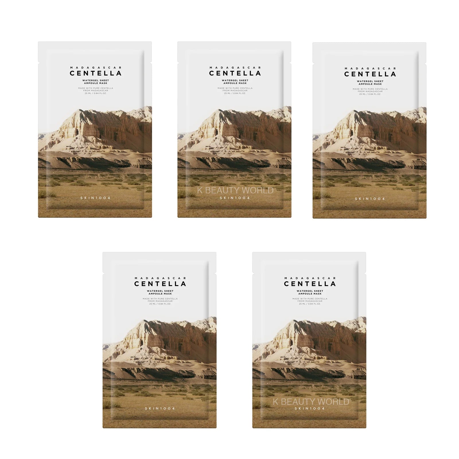 Skin1004 Madagascar Centella Watergel Sheet Ampoule Mask Set of 5 hydrating Korean sheet mask for sensitive acne prone skin combination oily skin sebum control K Beauty World