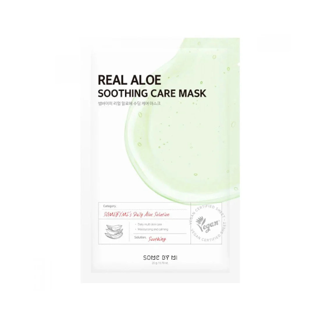 Some By Mi Real Aloe Soothing Care Mask best Korean hydrating sheet mask for dry sensitive overheated after sun care K Beauty World