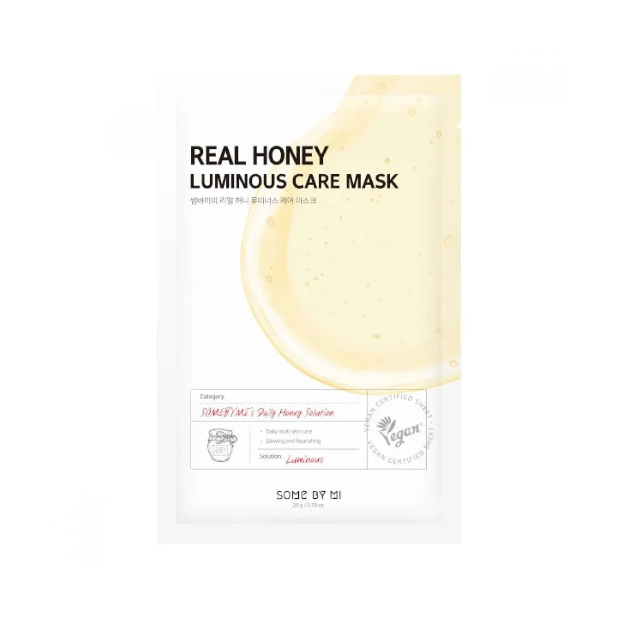 Some By Mi Real Honey Luminous Care Mask nourishing hydrating soothing revitalizing Korean sheet mask affordable  price K Beauty World