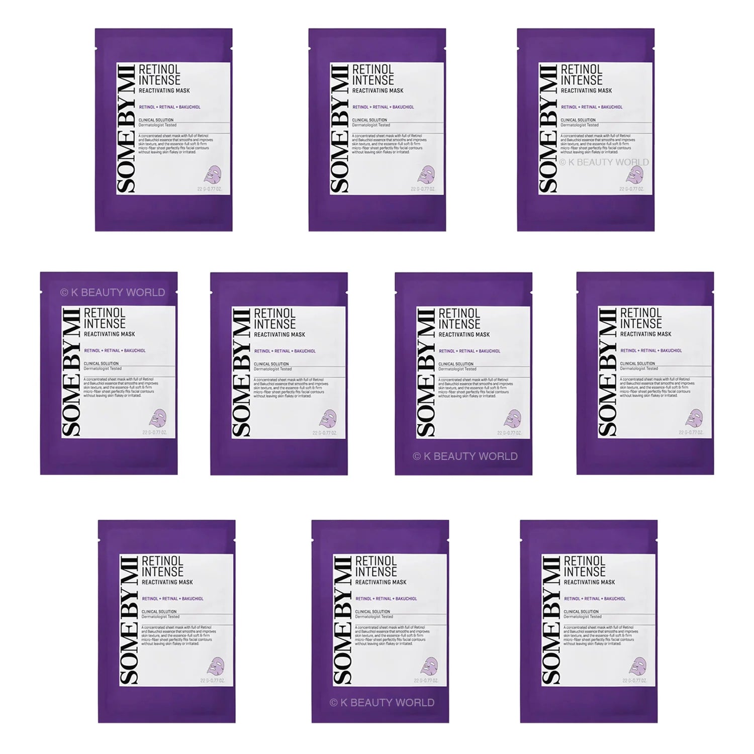 Some By Mi Retinol Intense Reactivating Mask (Set of 10) Korean sheet mask K Beauty World