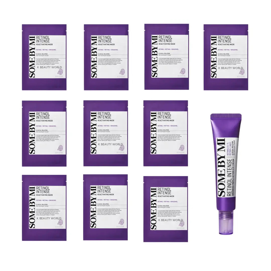 Some By Mi Retinol Intense Set (Eye Cream + Masks) anti-aging wrinkles fine lines K Beauty World
