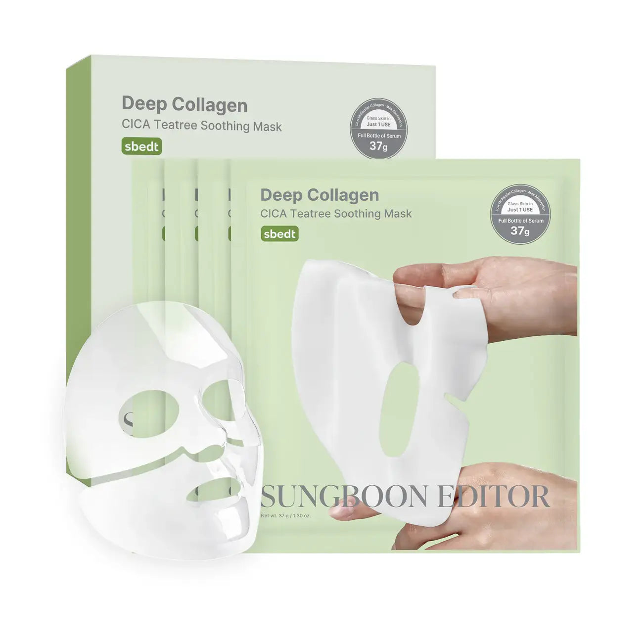 Sungboon Editor Deep Collagen Cica Teatree Soothing Mask (Set of 4) Tea tree acne anti-pimple breakout sensitive skin Korean skincare K Beauty World